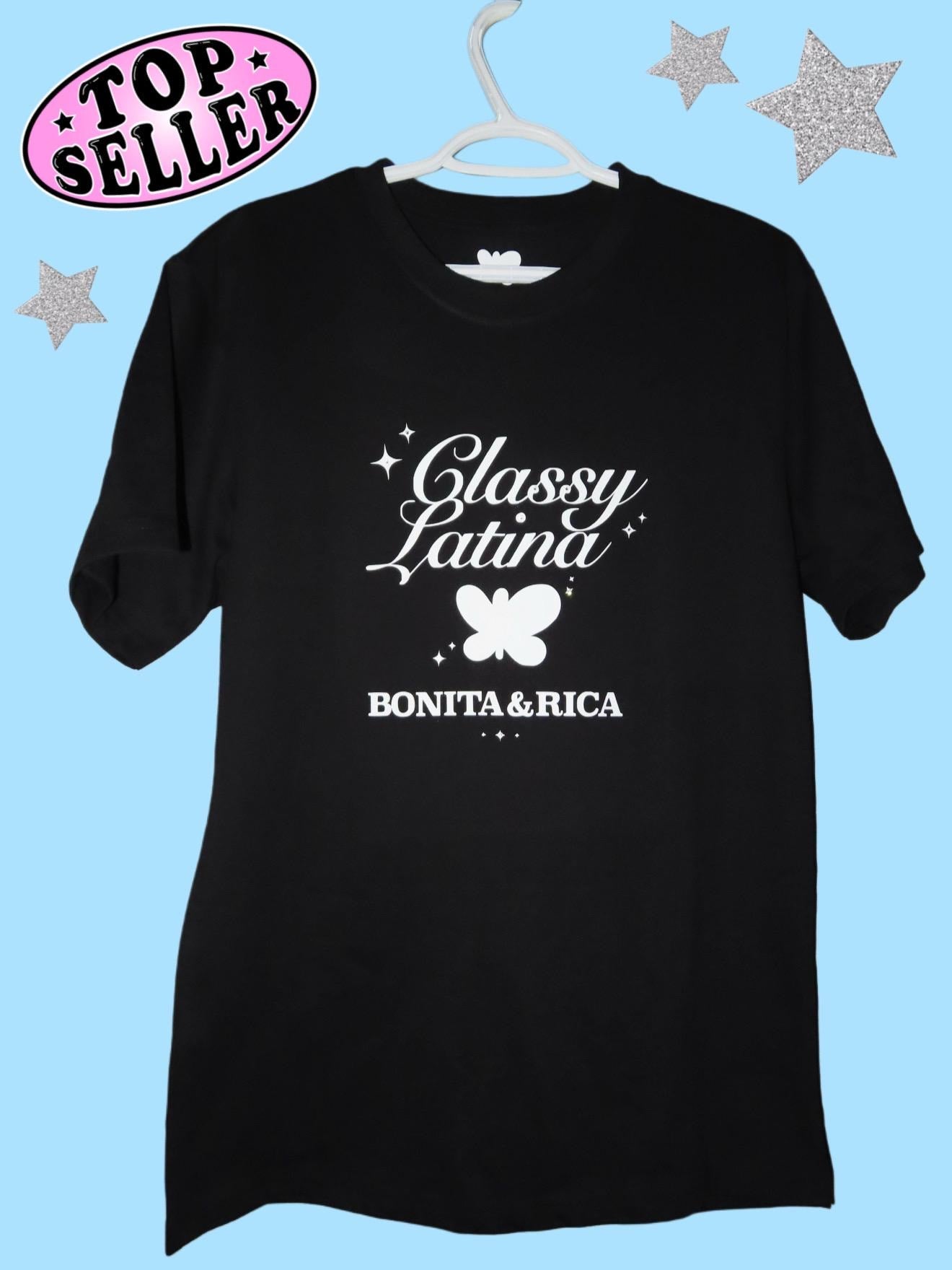 Classy Latina "Bonita & Rica" Latina Tee - Handmade Bedazzled Shirt